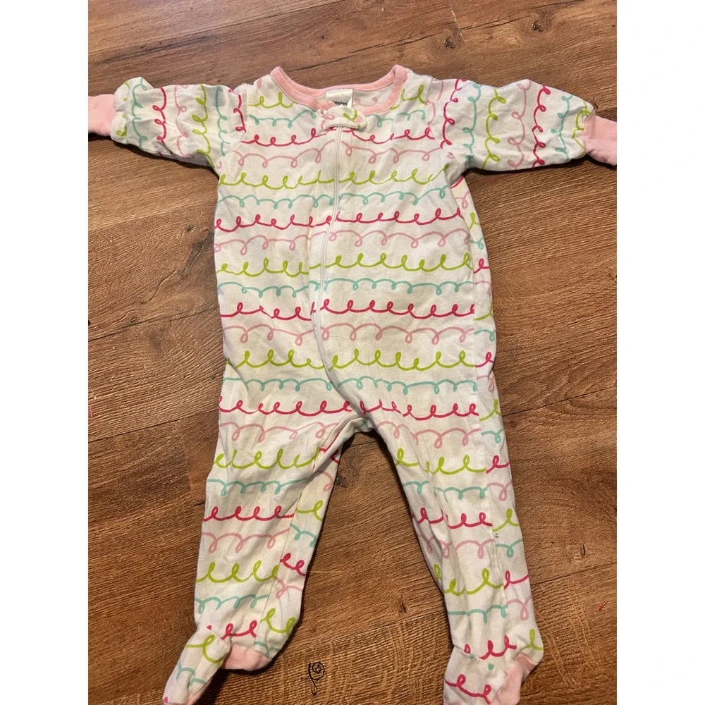 Gerber Onesies Baby Girls 3-6 Months Footed Pajamas Sleep Play Bundle 3 Pack